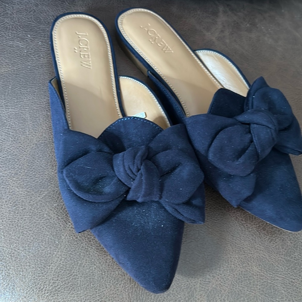 J Crew navy suede slides